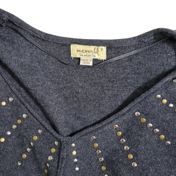One World Gray Studded Knit Tunic Dress Long Sleeve Small - Picture 4 of 5